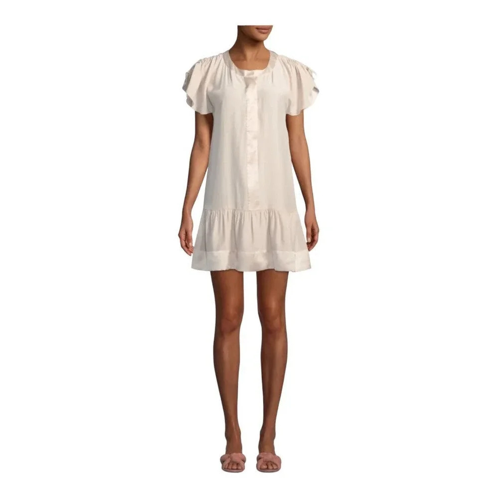Parker Stacey Drawstring Ruffled Sleeve Silk Short Dress